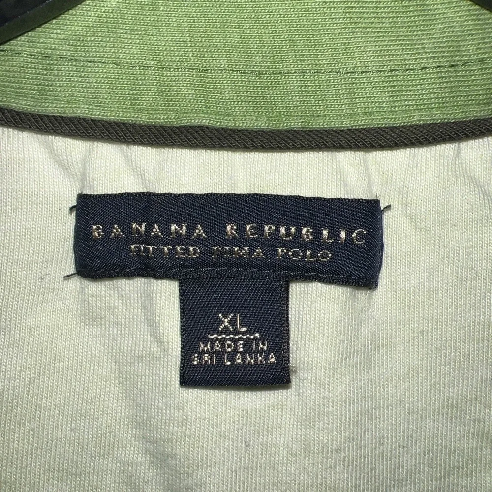 VTG Banana Republic Shirt Men's‎ Size XL Green Fitted Pima Polo Pocket Sri Lanka
